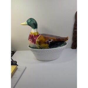 Mottahedeh Design Mallard Duck SOUP TUREEN with Lid Vtg 1960s Figural Portugal